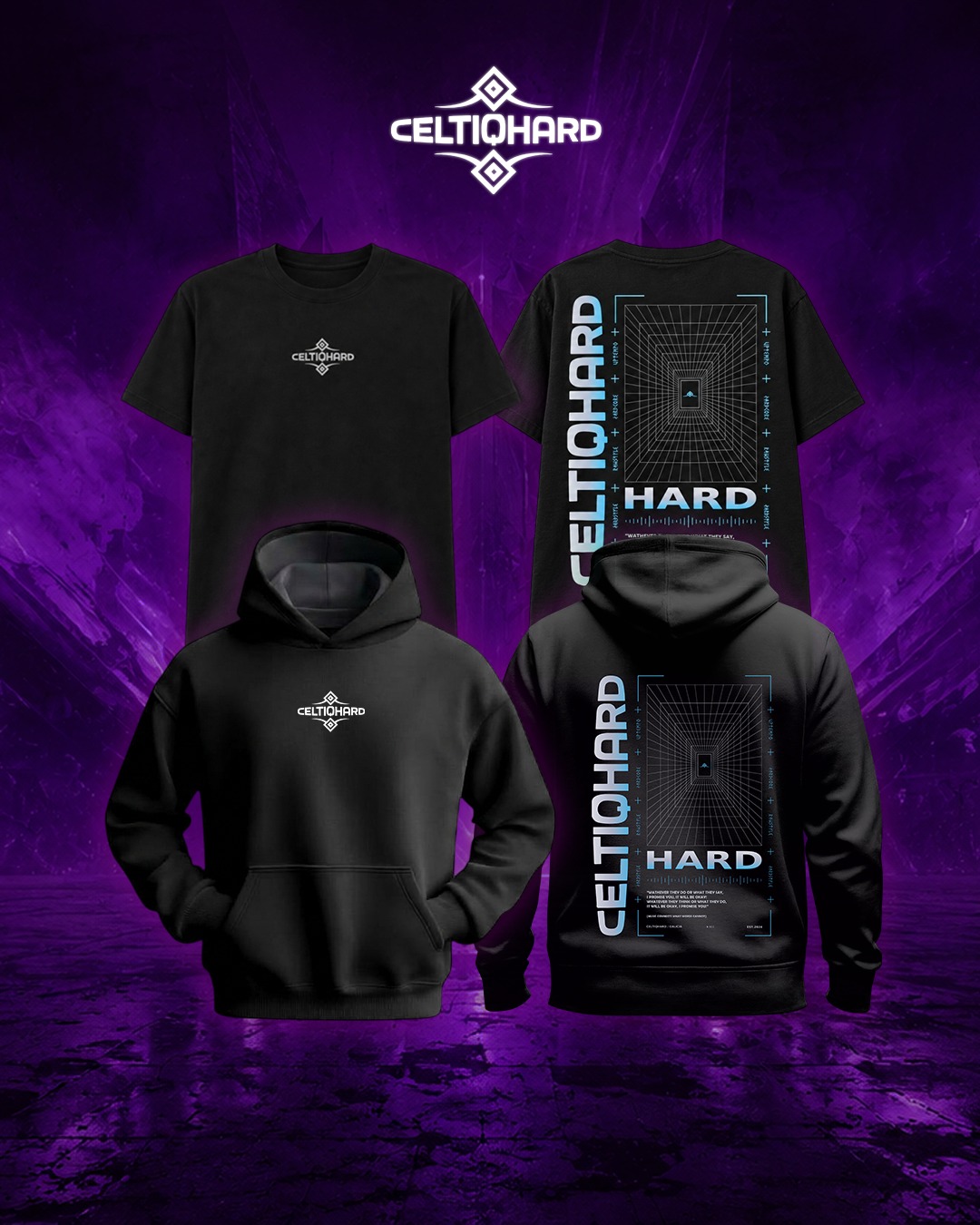 Camiseta Celtiq Hard modelo Azul, delante y detrás