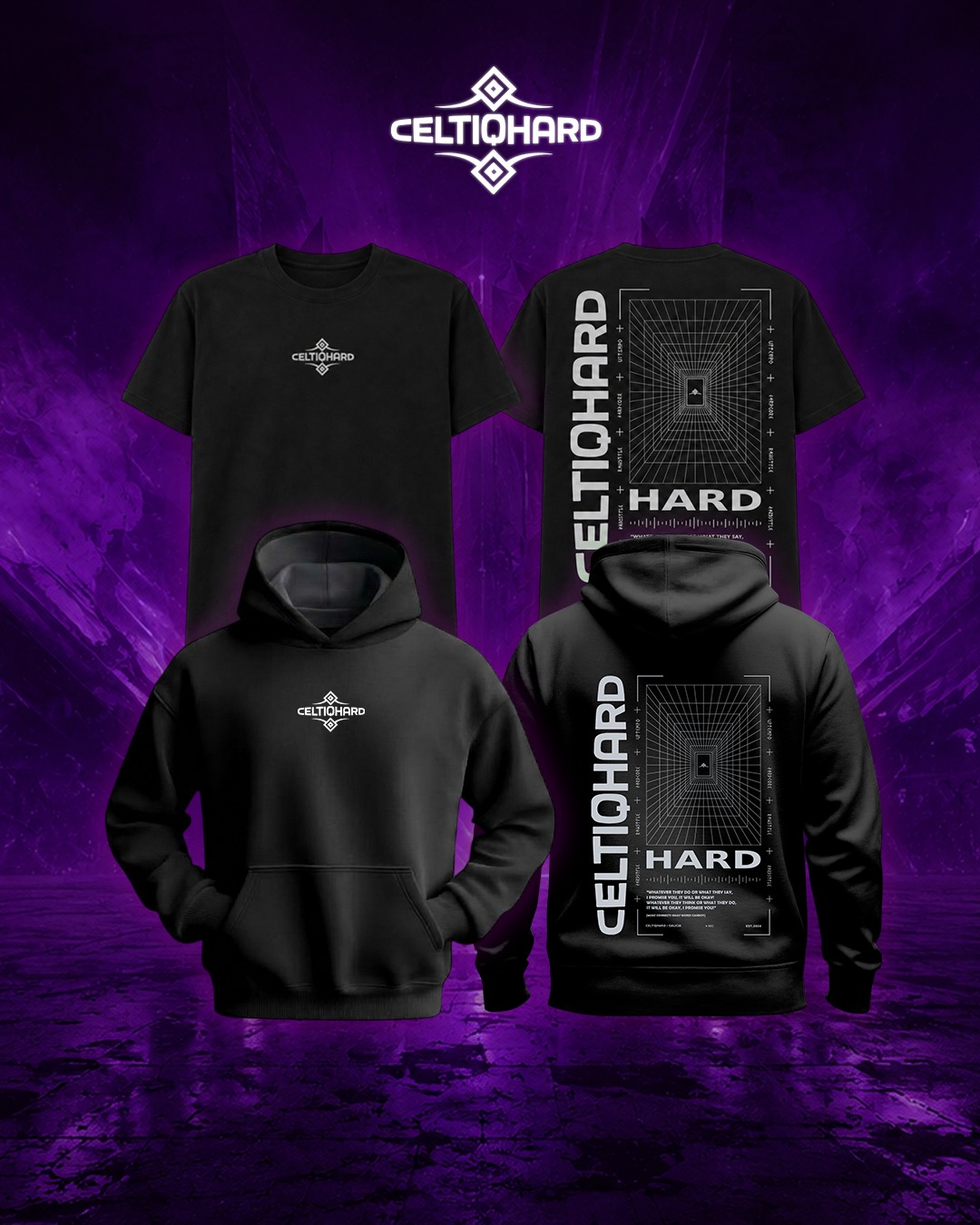 Camiseta Celtiq Hard modelo Gris, delante y detrás